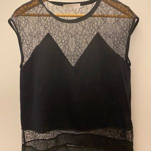 SANDRO PARIS BLACK LACE SHIRT